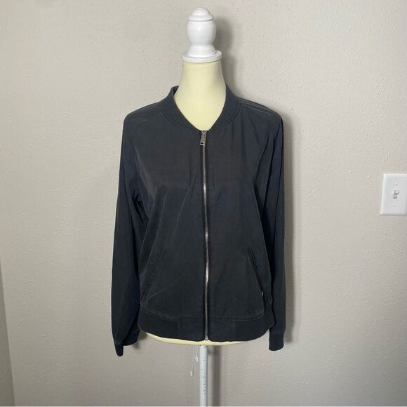 Outerwear Lyocell Lightweight Zipper Front Coat In Charcoal Gray Women's Size 10 - Picture 15 of 15